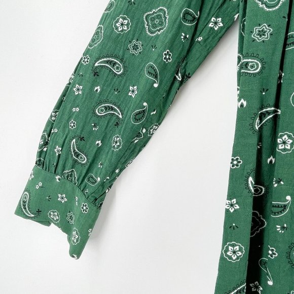 Rails Jesabel Forest Bandana Button Collar Top Shirt Women's Small Green Paisley - Picture 8 of 16